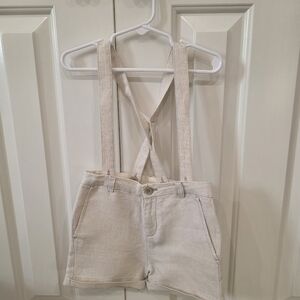 Noralee Tan Linen Suspender Shorts